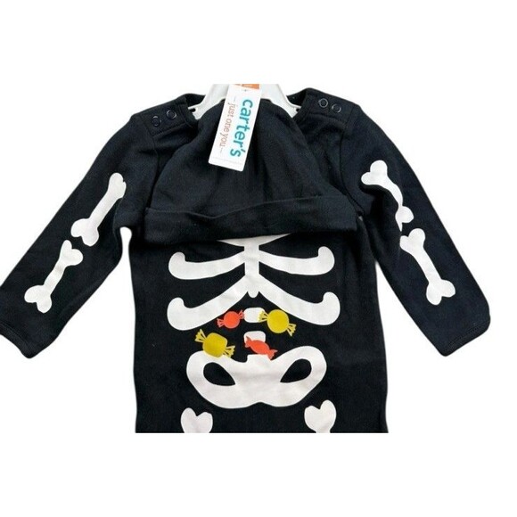 Carter's Just One You Baby Size NB Footed Skeleton Pajama Set Black - Picture 2 of 3
